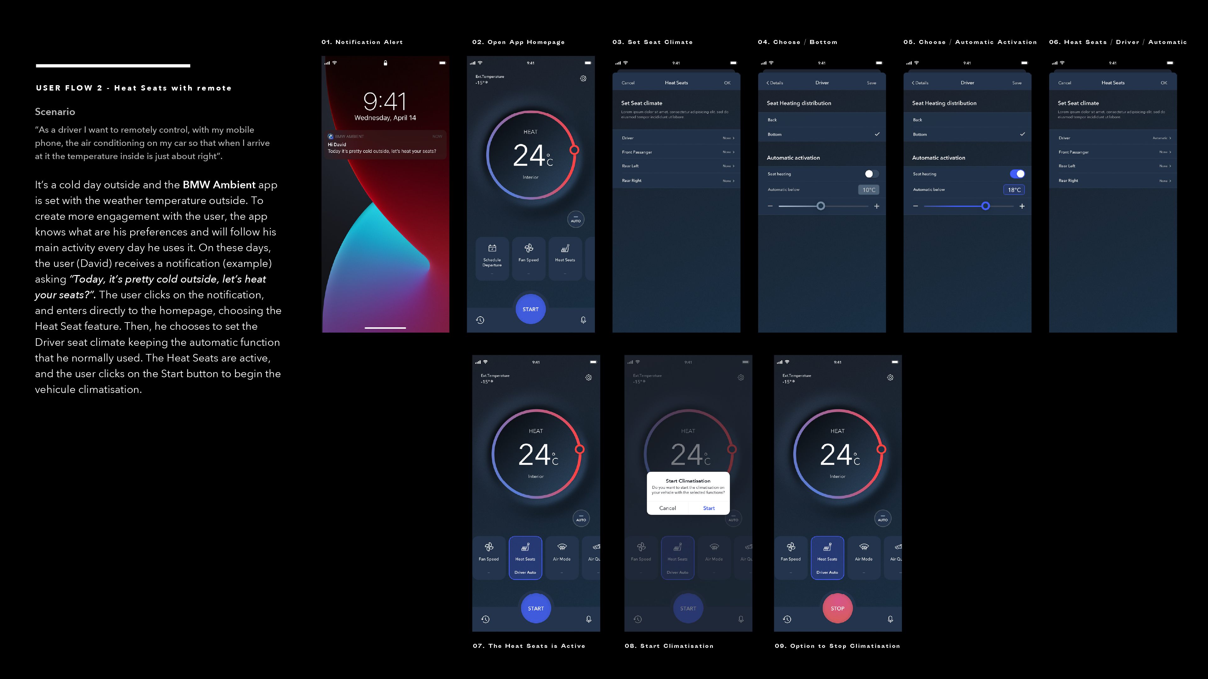 Air Conditioning Remote Control for BMW ios ui ui design user interface ux design
