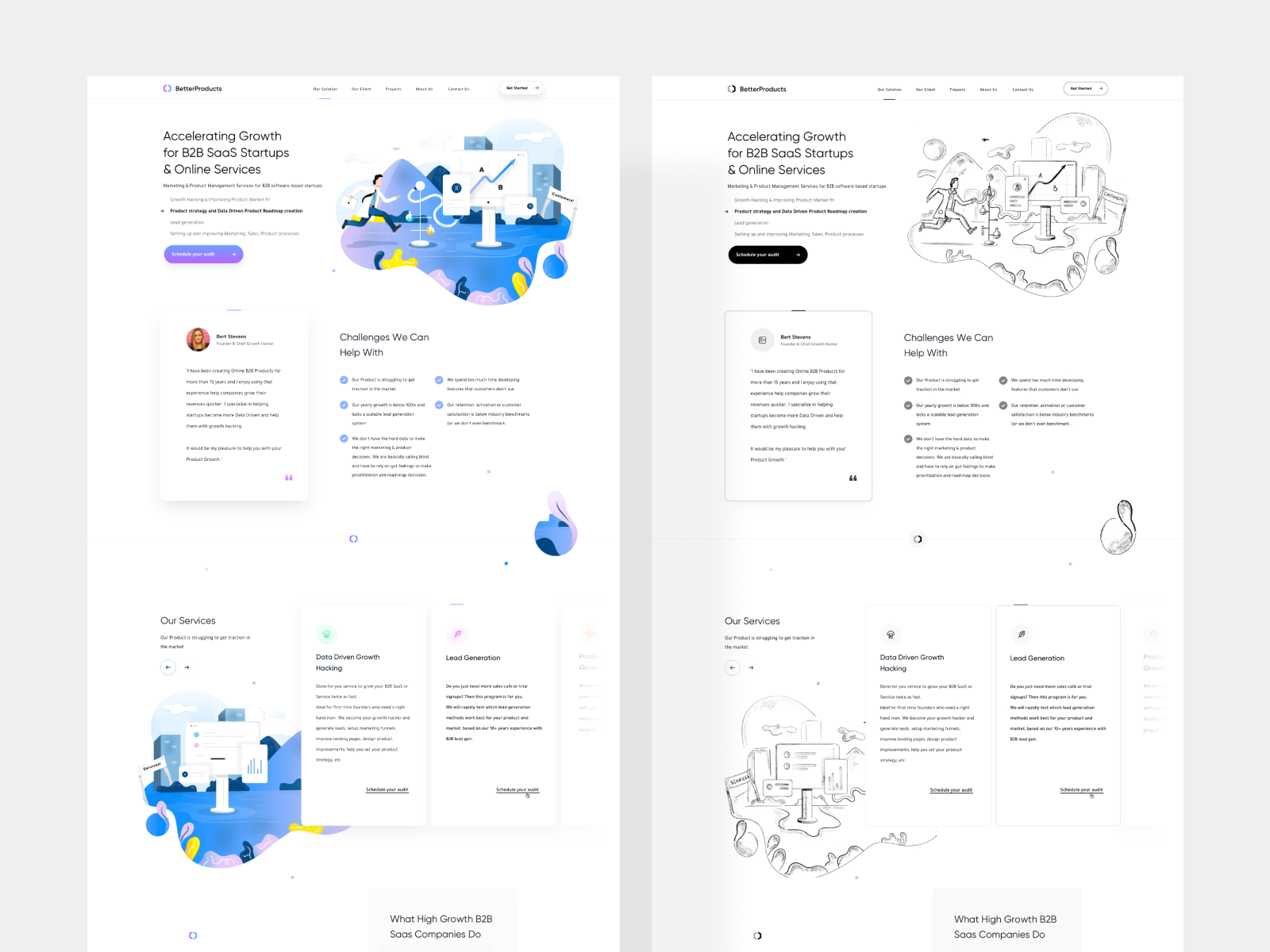 Example of Landing Page + Custom Illustrations