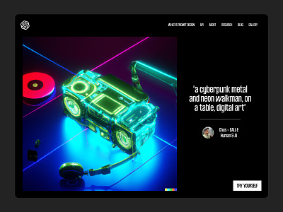 DALL E 2 ai cyberpunk dall e digital art graphic design landing minimal music player ui ux uxui web web design