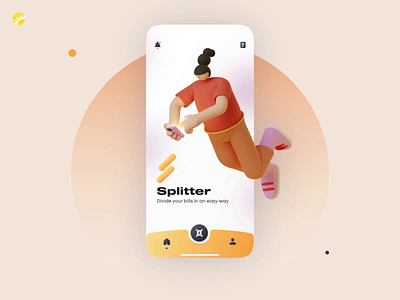 Bill Splitting Mobile App Design - Splitter 3d animation application bill character check color design finance graphics illustration interface minimal mobile mobile app mobile design mobileapp motion design motion graphics ui ux