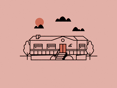 Animated House after effects animation clouds home house line art minimal mobile home quick sun sunset trailer trees vector