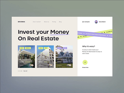 BRUSNIKA - Real Estate Market Landing Page architecture buy sell home agent homepage house housing interior invest investment landing page marketing property real estate real estate agency real estate agent realtor ui ux web design website design