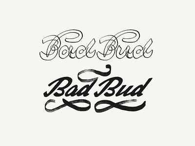 Bad Bud Concept Sketches lettering line art type typography
