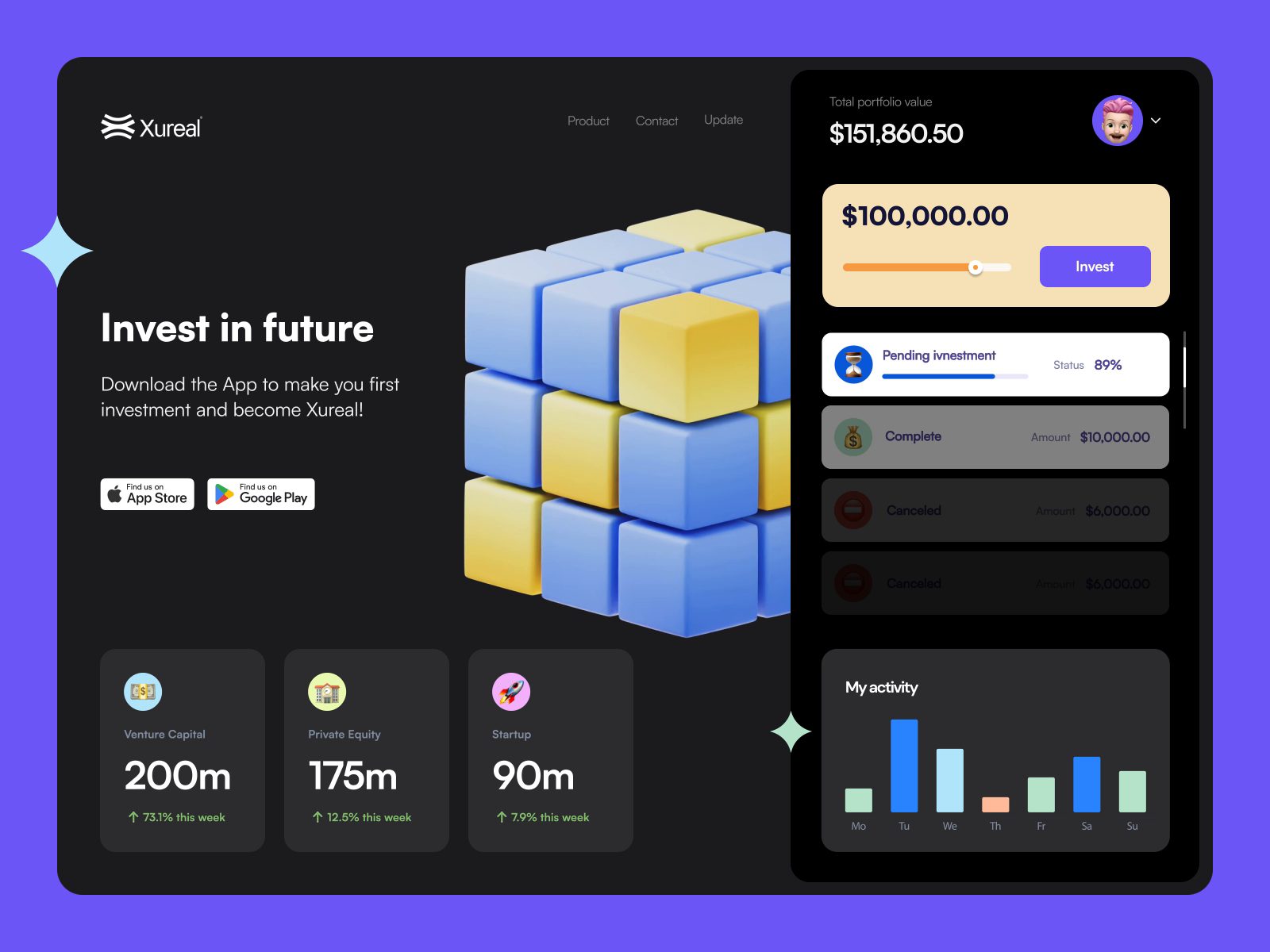 Example of Xureal - Investment Platform (Web+APP)