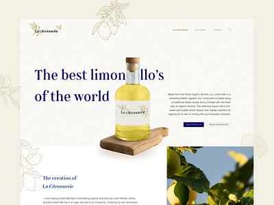 La citronnerie | Limoncello made in Belgium alcohol belgium blue branding design drink homemade homepage illustration lemon limoncello liquor local odoo orange organic ui web design website yellow