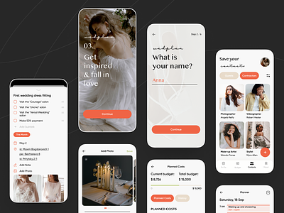 Wedding Planner App Concept 👩‍❤️‍👨 app design design elegant fashion mobile app planner product design ui wedding