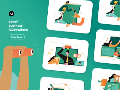 Free Illustrations Set animation business concept design free illus illustration