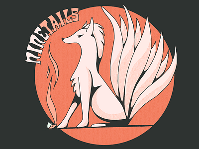 Ninetails animal art noveau fox hand lettering illustration kitsune lettering lithotone pokemon procreate retro time lapse truegrittexturesupply typography vintage weekly warm up