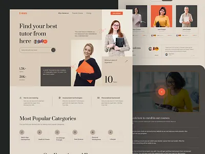 E-learning landing page black black white course e learning edtech education fintech landing page learning minimal design mou online course school sushmita teacher ui website