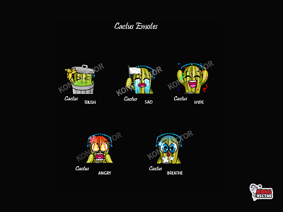 Cactus Twitch Emotes cartoon design emoji emote emotes illustration twitch twitchemote twitchemotes