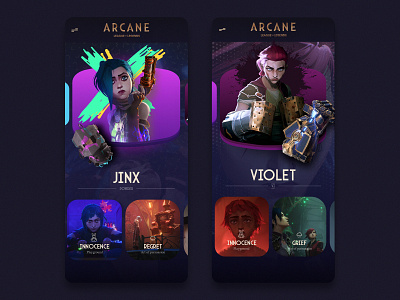 Arcane Jinx & Vi Interactive UI Design app app ui arcane interaction interactive design jinx arcane league of legends ui vi arcane