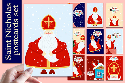 St. Nicolas day cards christianity graphic design st. nicolas day cards