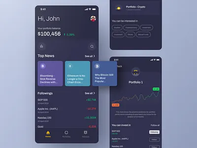Personalised Investment Platform app banking branding cryptocurrency dark mode design fintech illustration investment light mode minimal mobile ui ux