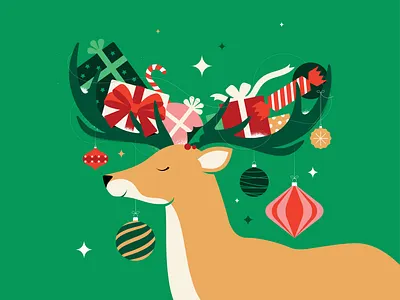 Christmas illustration #1 @Vilnius Outlet branding christmas design digitalillustration flat flatillustration gifts graphic design illustration magic minimal reindeer vector