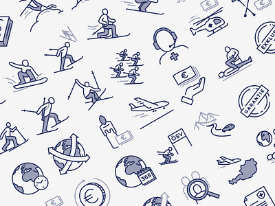 Winter sports icons + mascot corporate female icons illustration insurance logos mascot minimal icons snowboarding ui ux webdesign winter sports