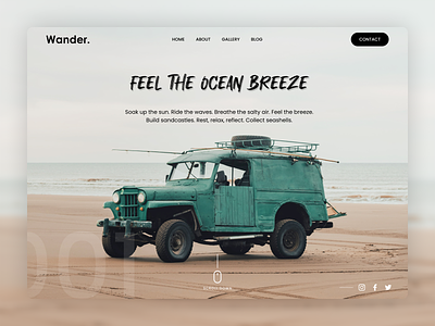 Wander - Landing Page antic antic car design feel figma home page jeep landing page life logo nature ocean old old car place ui ux web web page website