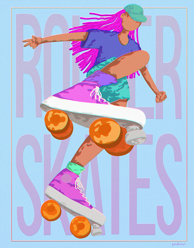 roller skates 2d girl illustration photoshop art roller skates sport woman