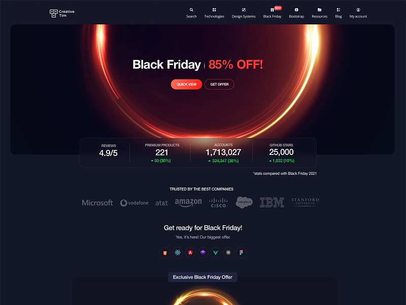 🔥 It's Black Friday 2022 black friday book bootstrap 4 campaign code dark dashboard discount gradient html kits mobile offer react red responsive tailwind uiux web design