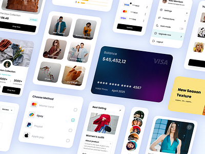 Online Shopping UI Kit bags cards cards ui cloths design figma glasses master card online outfit payment shoes shop shopping shoppings ui ux visit