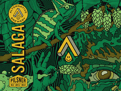 Salaga - Pilsner label beer can label beer label branding cameleon camo craft beer label design craft brewery branding graphic design illustration jungle logo logo design packaging pilsner label