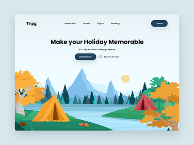 Tripg - Travel Landing Page booking design explore figma holiday home page illustration light theam logo nature place travel ui ux visit web web page website