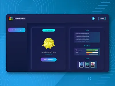 Elemental Universe - P2E Game UI app ui p2e game ui