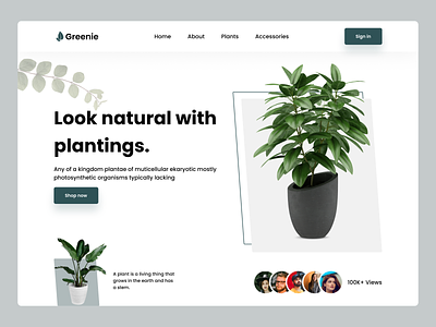 Greenie - Landing Page design figma green home page landing page leaf light theam logo nature plant planting price pricing ui ux web web page website