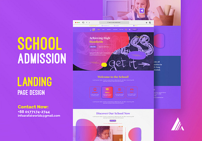 School Admission Landing Page Design Template 3d animation graphic design motion graphics ui