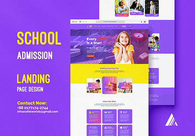 School Admission Landing Page Design Template graphic design landing motion graphics ui ux