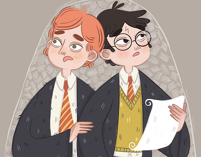 Harry Potter and Ron Weasley Harry Potter Week book cover book illustration characer character character design childrens book childrens magazine coloring book cute illustrations mascot package design picture book postcards stickers