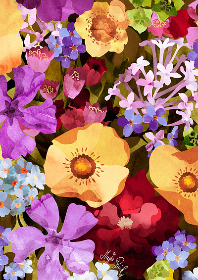 vibrant floral pattern botanic botanical botanical art botanical illustration cute flowers design floral floral art flower illustration flowers flowers illustration green illustration leaf lovely natural plant plant illustration spring vibrant flowers