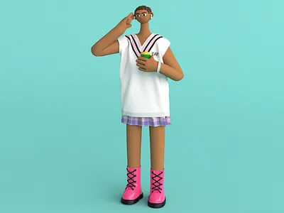Lily's Day 3d 3d character afro app beautiful bright c4d character cinema color cool custom designer graphic design illustration marvelous trendy web woman