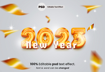 2023 Golden 3D Editable Text Effect 2023 january