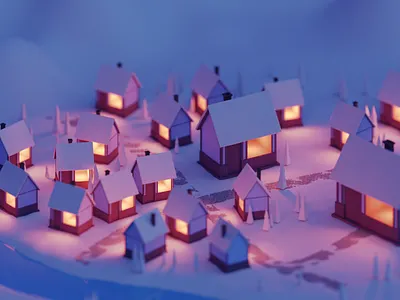 Winter village in the mountains 3d 3d art blender cartoon christmas design holyday illustration mountains village winter
