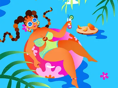 Coolin' art beach bright color character character design character illustration conceptual editorial flat illustration gradient graphic design illustration lifestyle people pool summer texture tropical woman