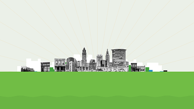 Greater Cleveland Partnership - Andrea Jacobs animation black and white buildings cityscape cleveland collage diversity explainer green lines logo animation mixed mixed media motion graphics ohio sketch skyline vector shapes