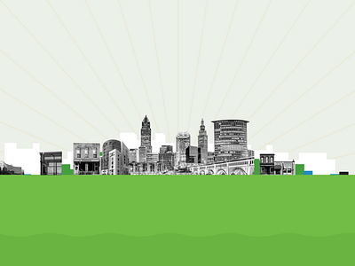 Greater Cleveland Partnership - Andrea Jacobs animation black and white buildings cityscape cleveland collage diversity explainer green lines logo animation mixed mixed media motion graphics ohio sketch skyline vector shapes