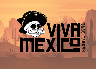 Viva Mexico branding desert design illustration logo mexican skull sombrero typography vector viva