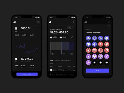 Arrow Markets Mobile App app avatars avax branding crypto cryptocurrency ethereum flod gogoapps graph mobile trading ui ux