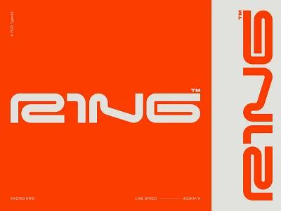 R1NG Wordmark display future futurism futuristic grid logo logotype motorsports orange racing ring sports trophy typography utilitarian winner winning wordmark