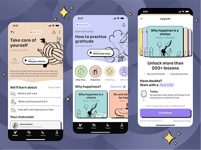 Mental Health Neubrutalism Mobile App | UI Challenge #13 app design headspace health healthcare meditation mental health mind mindful mindfulness mindset mobile product design relax sleep ui ux wellness yoga zen