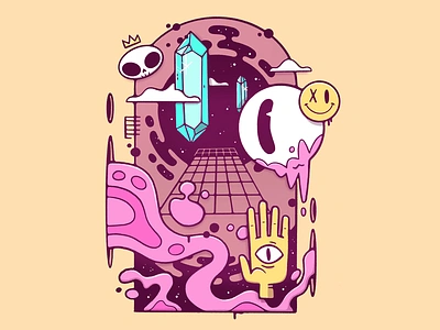 The Door (w/ process video) blake stevenson cartoon character design crystal cute design eye hand illustration jetpacks and rollerskates logo process psychadelic retro ui