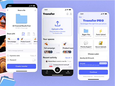 File Transfer App | UI Challenge #14 app cloud design download drive dropbox email file file manager finder folder ios mobile product design sharing storage ui upload ux workspace