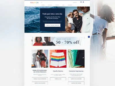 Nautica E-commerce Design banner design ecommerce fashion figma mobile moda nautica nautical online store roupas sea ui ux verão