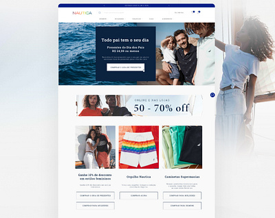 Nautica E-commerce Design banner design ecommerce fashion figma mobile moda nautica nautical online store roupas sea ui ux verão