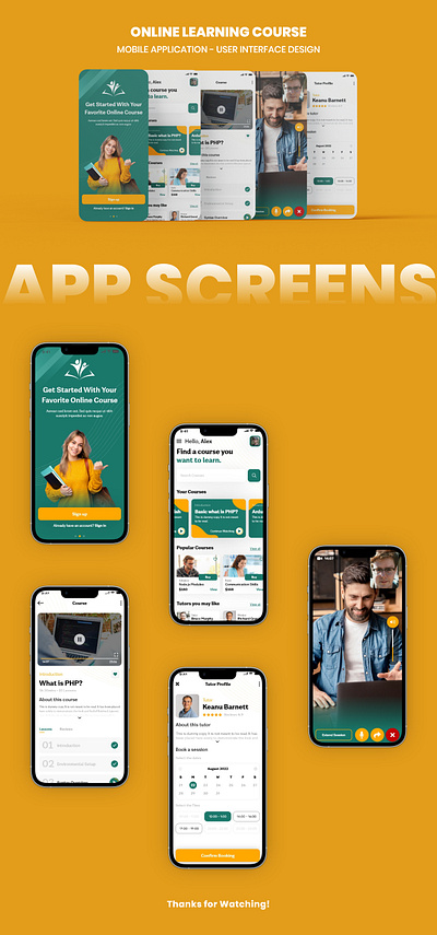 Online Learning - Mobile App UI/UX Design app branding design graphic design illustration logo mobile app typography ui ux vector