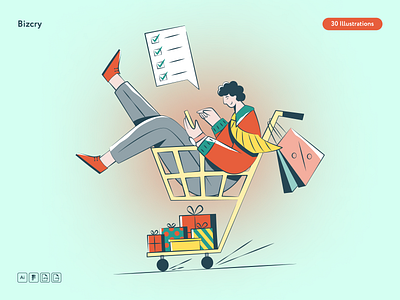 Businessman at Christmas business cart christmas figma illustration illustrations illustrator merry office pack vector website work