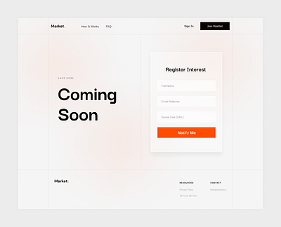 Market - Creator/Influencer Marketplace Web App - Sign Up Page account create account creator design influencer marketplace onboarding register sign up ui web web app