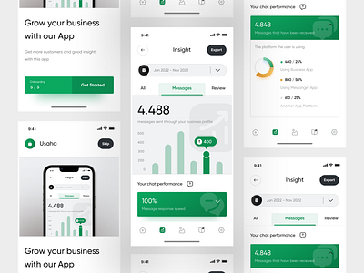 Usaha - Business Management Mobile App analytic app business business profile card category chart clean diagram insight management mobile mobile app modern onboarding pie chart search ui user interface ux