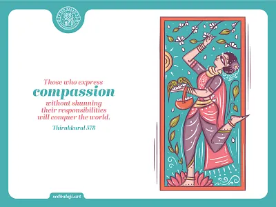 Compassion Thirukkural Illustration aandal artpreneur program bengal folk art bengal pattachitra contemporary folk illustration folk art indian art indian folk art indian folk art 365 indian folk illustration indian illustrator scd balaji tamil thirukkural illustration thiruvalluvar transformative artist